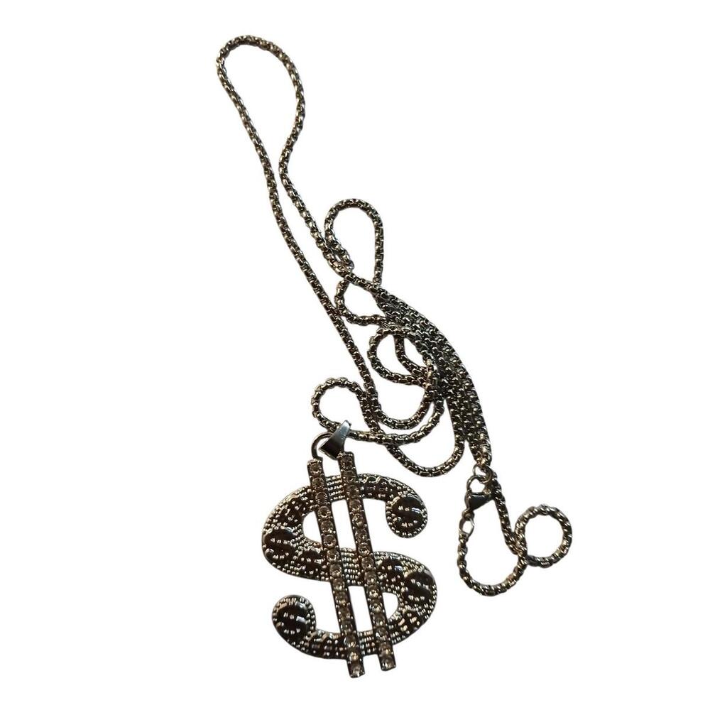 Dollar Sign (Money)-(Chain)-(Silver)-(New)-(Zirconia)-$33.00 - Picture 7 of 7